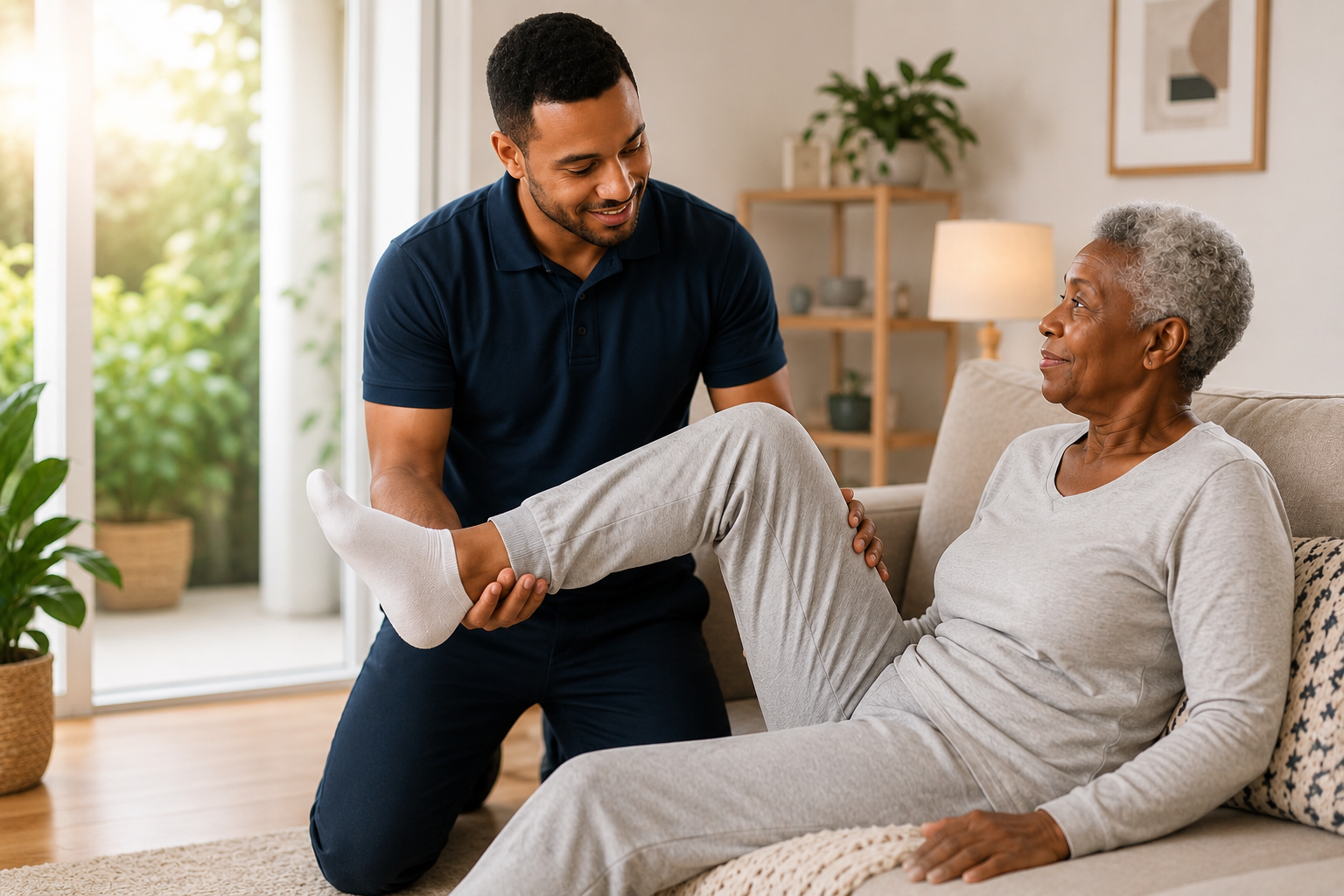 Home-visit physiotherapy session